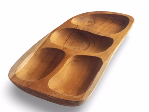 Harvest Board 4. Een Timber Delights Borrelplank met 4 uitsparingen voor snacks en borrelhapjes.